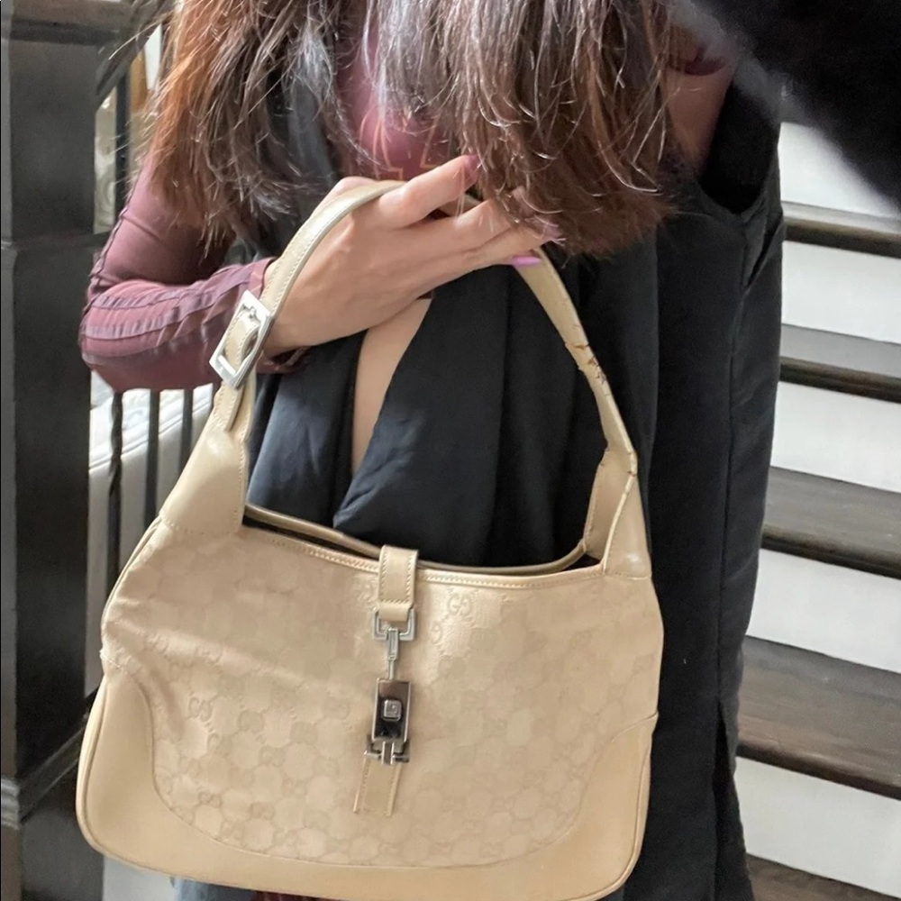 Vintage Beige Gucci Jackie shoulder bag
